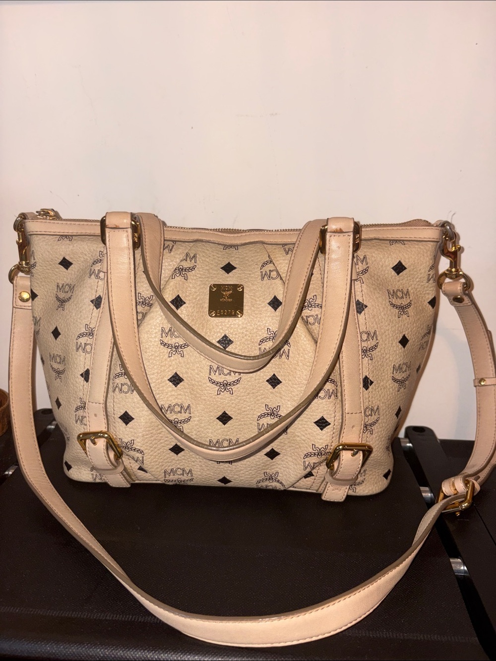 MCM 2 way Visetos shoulder bag Ivory/Beige